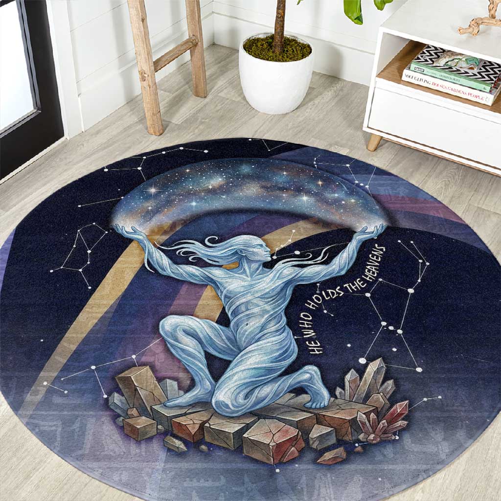 Shu Celestial Constellations Round Carpet Rainbow Ancient Egyptian Sky Deity Theme