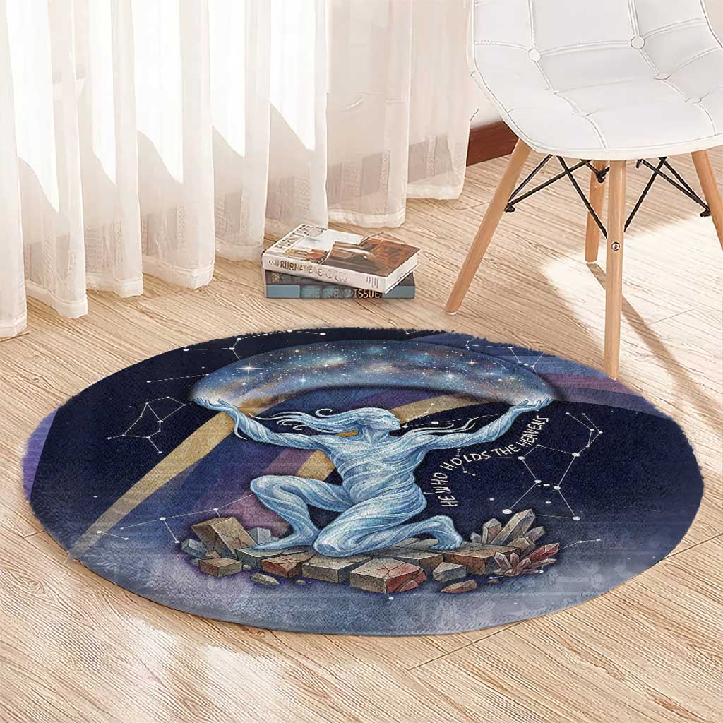 Shu Celestial Constellations Round Carpet Rainbow Ancient Egyptian Sky Deity Theme