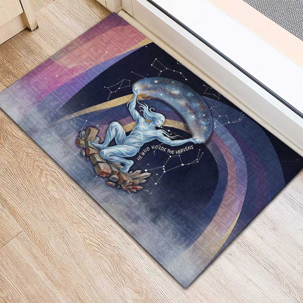 Shu Celestial Constellations Rubber Doormat Rainbow Ancient Egyptian Sky Deity Theme