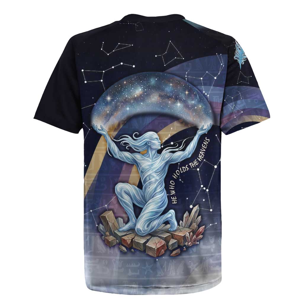 Shu Celestial Constellations Rugby Jersey Rainbow Ancient Egyptian Sky Deity Theme