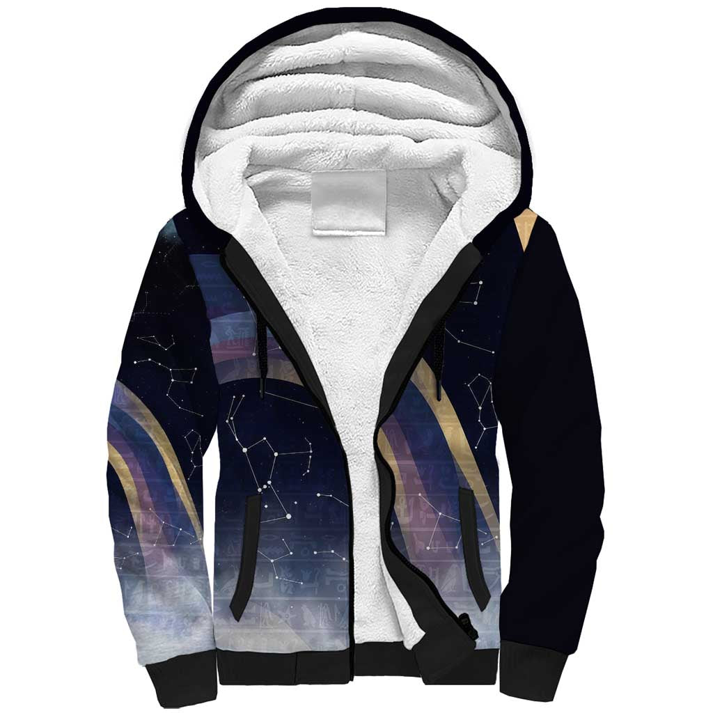 Shu Celestial Constellations Sherpa Hoodie Rainbow Ancient Egyptian Sky Deity Theme