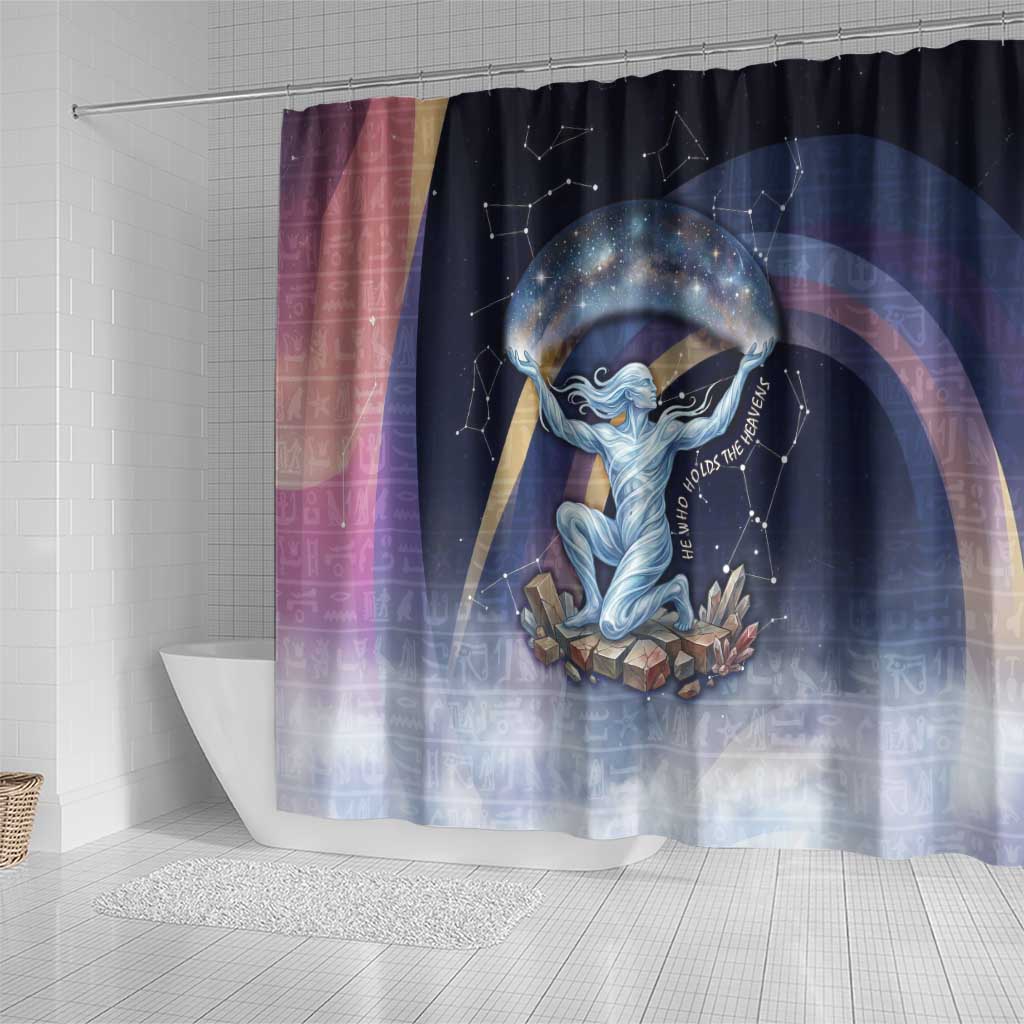 Shu Celestial Constellations Shower Curtain Rainbow Ancient Egyptian Sky Deity Theme