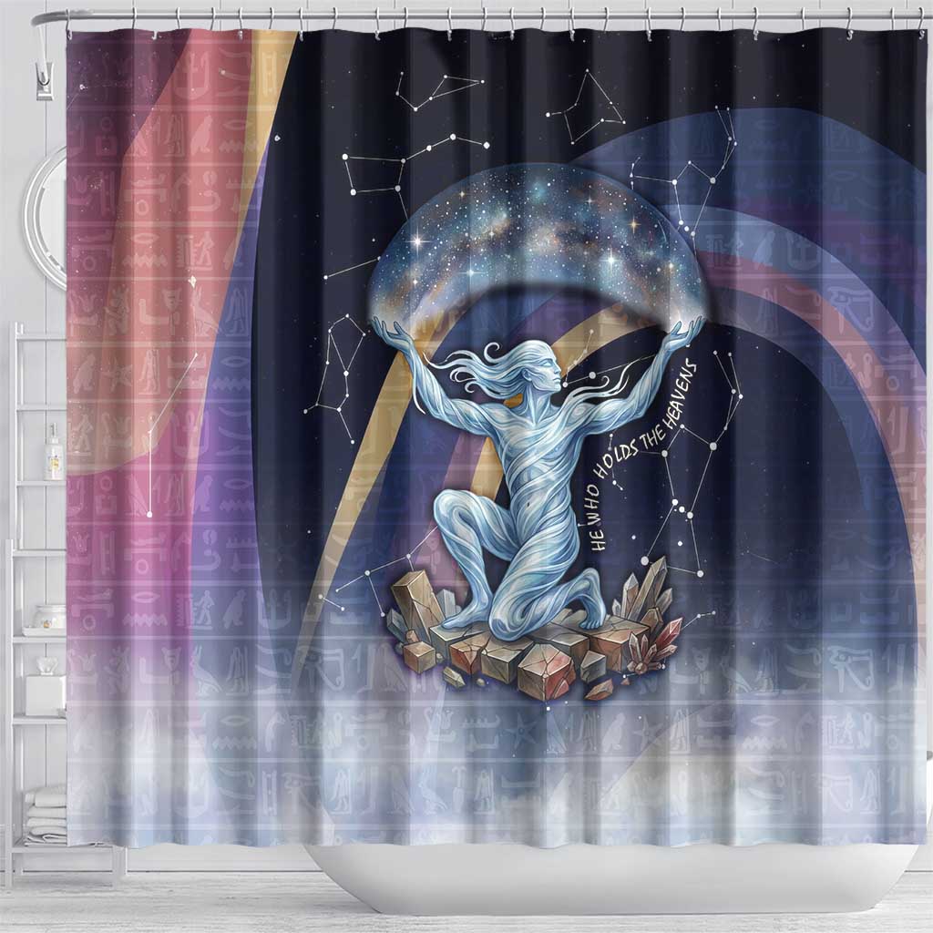 Shu Celestial Constellations Shower Curtain Rainbow Ancient Egyptian Sky Deity Theme