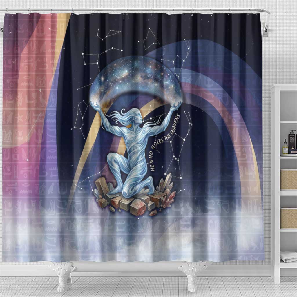 Shu Celestial Constellations Shower Curtain Rainbow Ancient Egyptian Sky Deity Theme