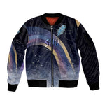 Shu Celestial Constellations Sleeve Zip Bomber Jacket Rainbow Ancient Egyptian Sky Deity Theme