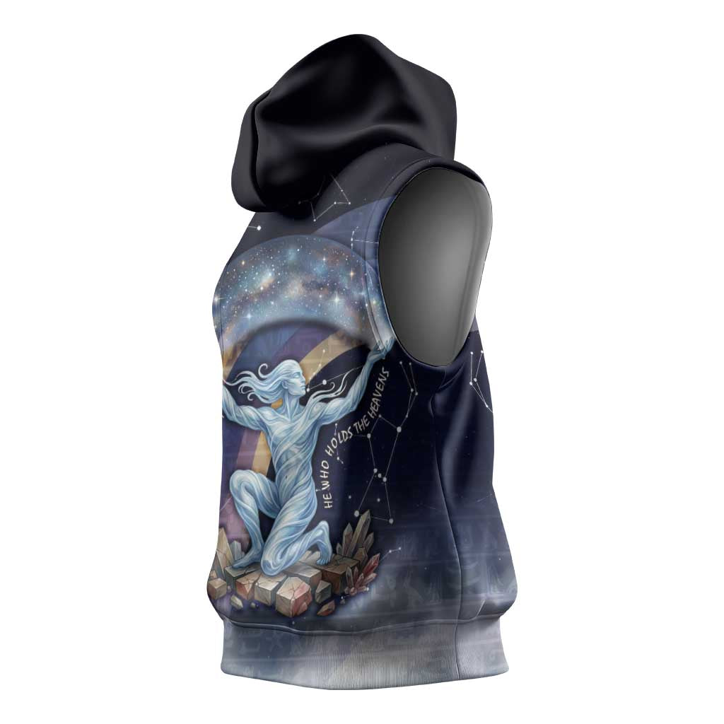 Shu Celestial Constellations Sleeveless Hoodie Rainbow Ancient Egyptian Sky Deity Theme