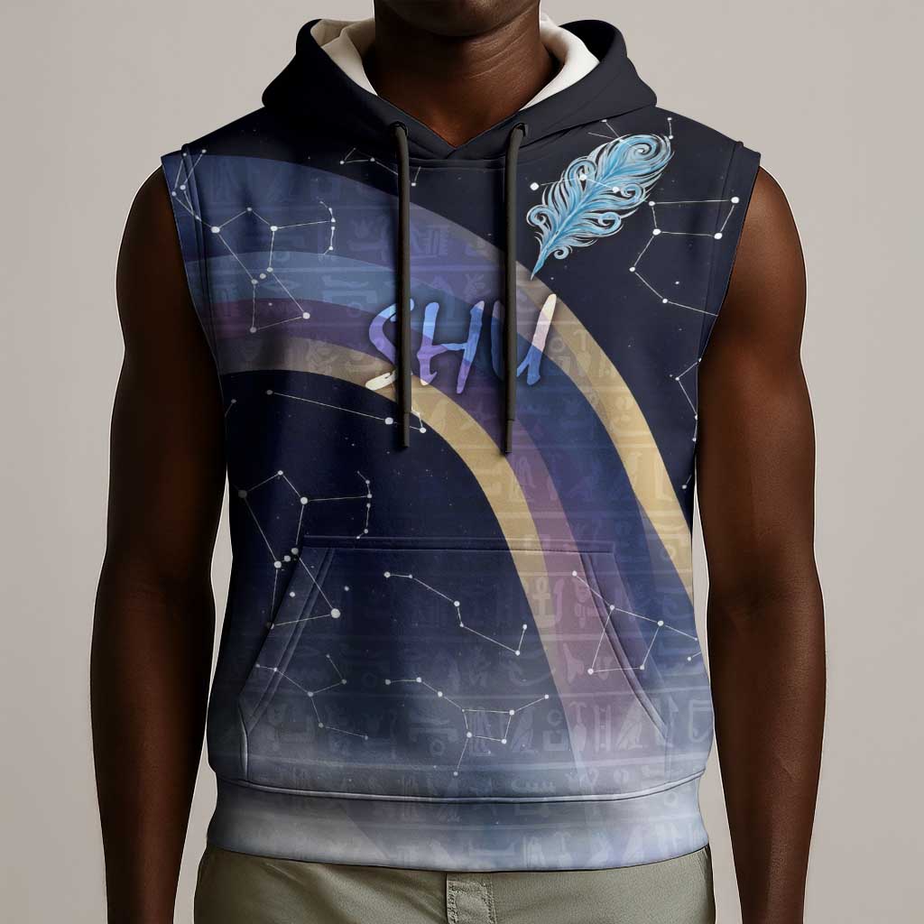 Shu Celestial Constellations Sleeveless Hoodie Rainbow Ancient Egyptian Sky Deity Theme