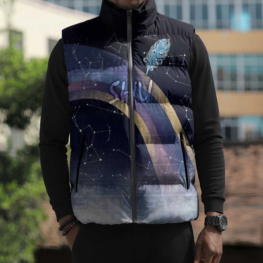 Shu Celestial Constellations Sleeveless Puffer Jacket Rainbow Ancient Egyptian Sky Deity Theme