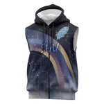 Shu Celestial Constellations Sleeveless Zip Hoodie Rainbow Ancient Egyptian Sky Deity Theme