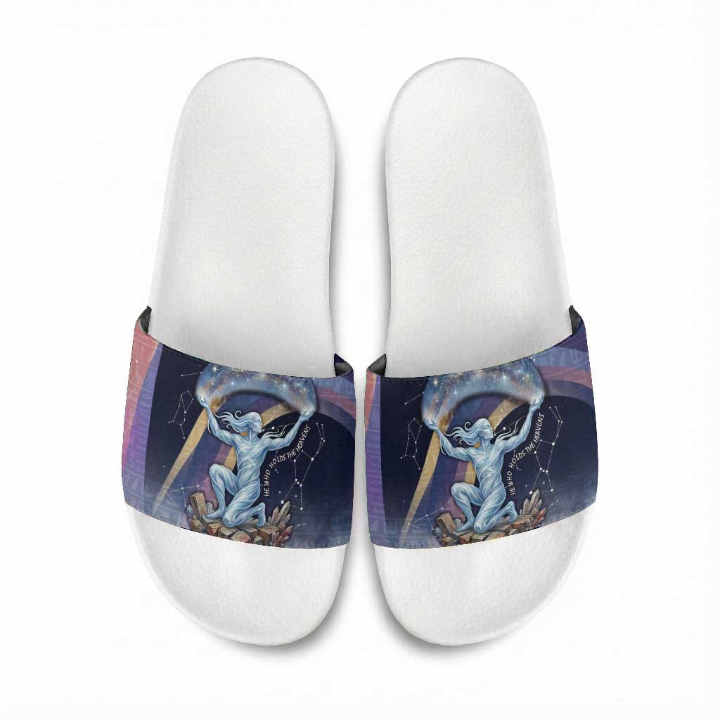 Shu Celestial Constellations Slide Sandals Rainbow Ancient Egyptian Sky Deity Theme
