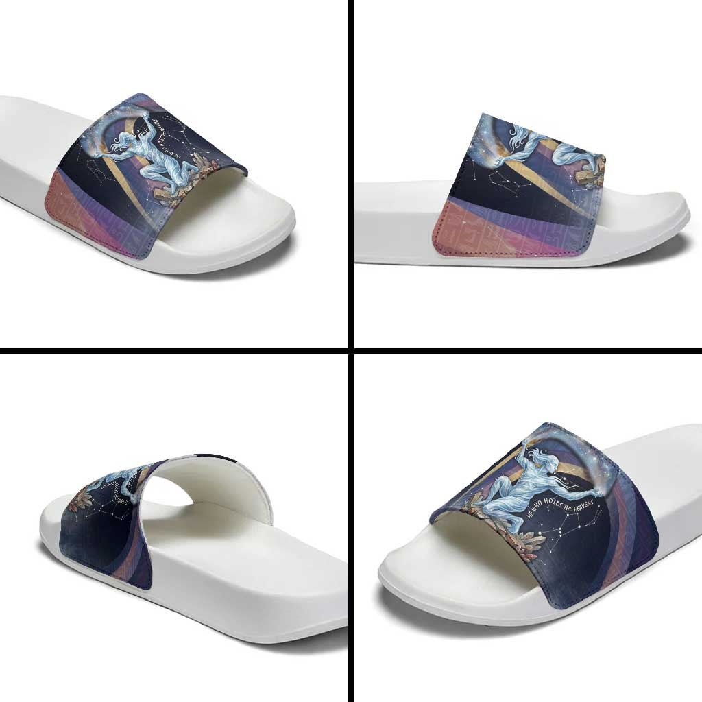 Shu Celestial Constellations Slide Sandals Rainbow Ancient Egyptian Sky Deity Theme