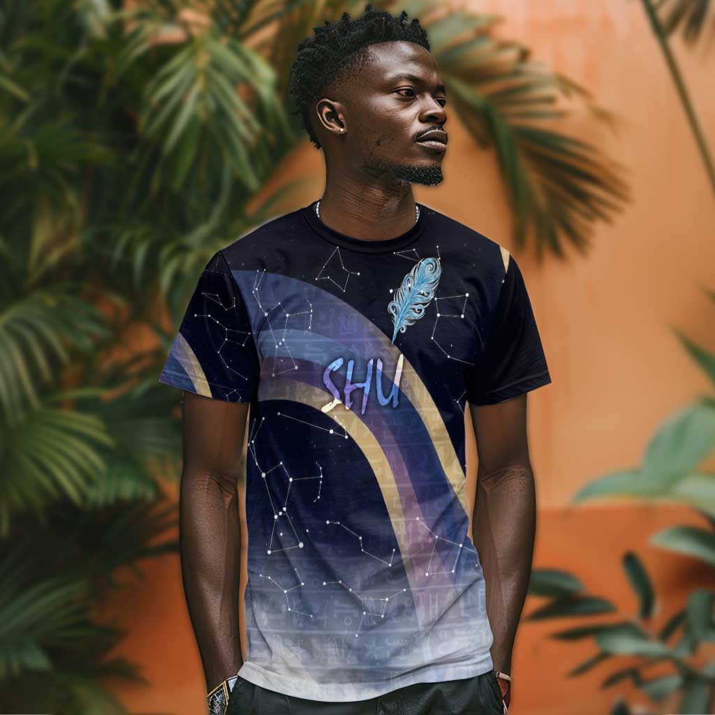 Shu Celestial Constellations T shirt Rainbow Ancient Egyptian Sky Deity Theme