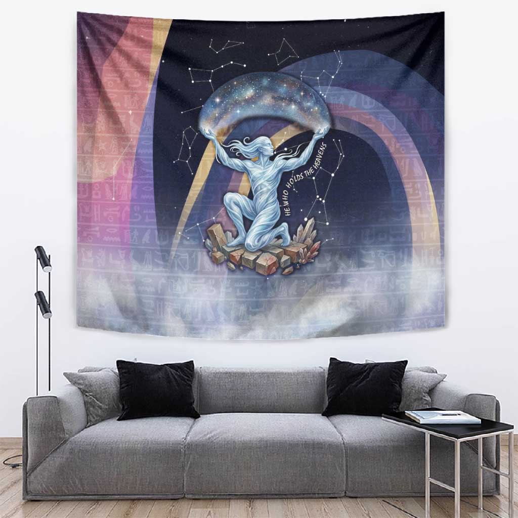 Shu Celestial Constellations Tapestry Rainbow Ancient Egyptian Sky Deity Theme