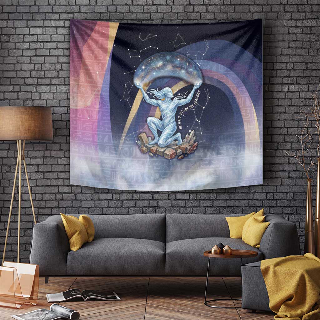 Shu Celestial Constellations Tapestry Rainbow Ancient Egyptian Sky Deity Theme