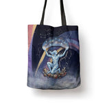 Shu Celestial Constellations Tote Bag Rainbow Ancient Egyptian Sky Deity Theme