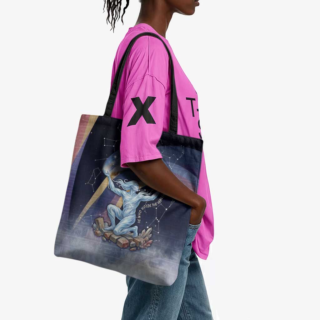 Shu Celestial Constellations Tote Bag Rainbow Ancient Egyptian Sky Deity Theme