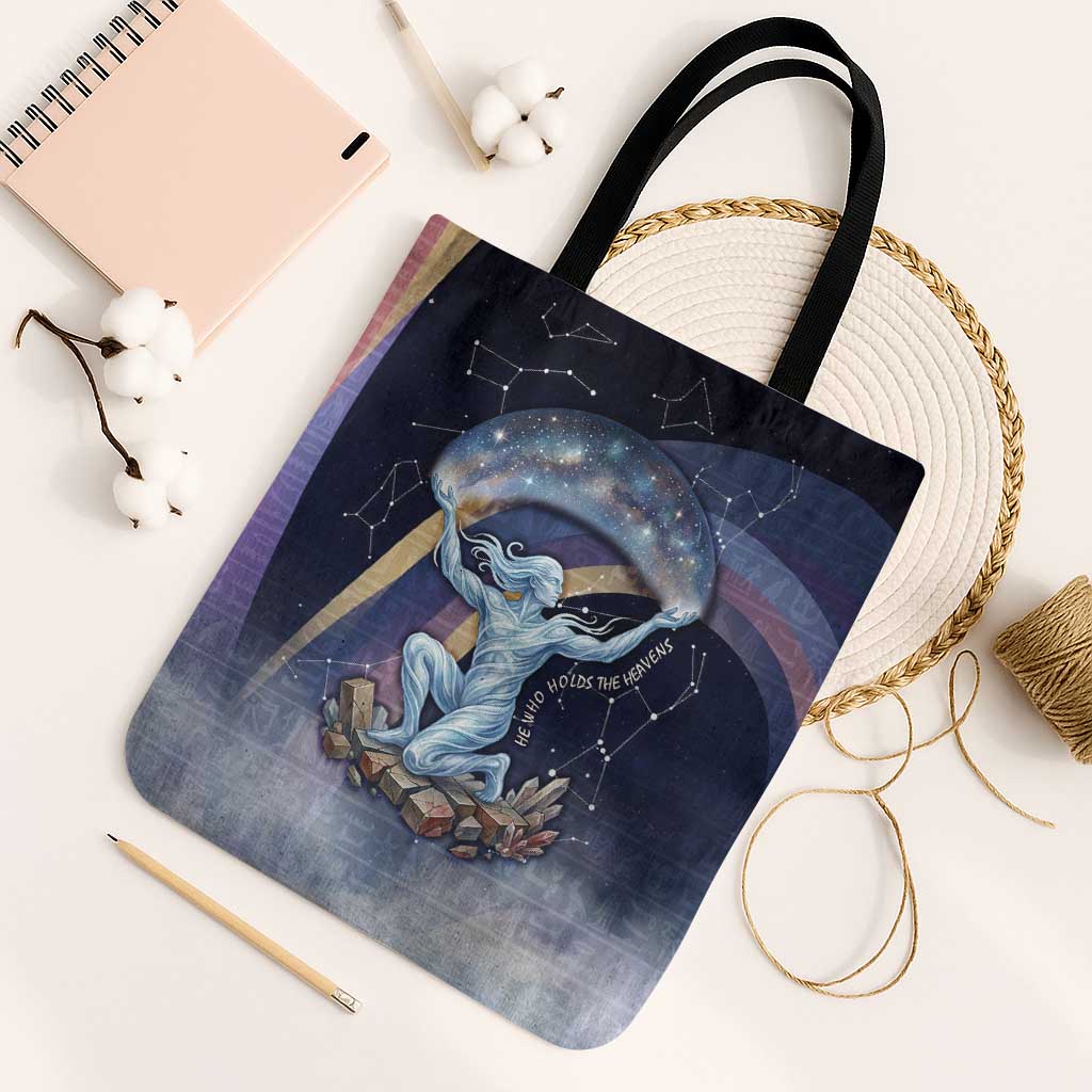 Shu Celestial Constellations Tote Bag Rainbow Ancient Egyptian Sky Deity Theme