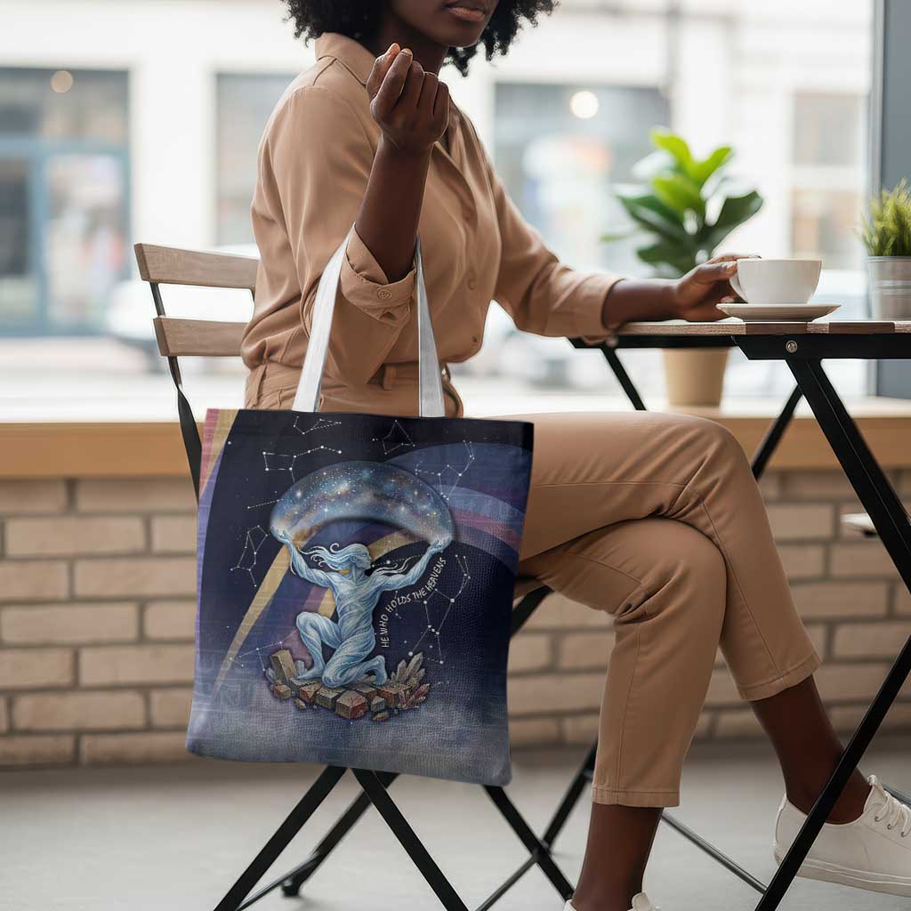 Shu Celestial Constellations Tote Bag Rainbow Ancient Egyptian Sky Deity Theme