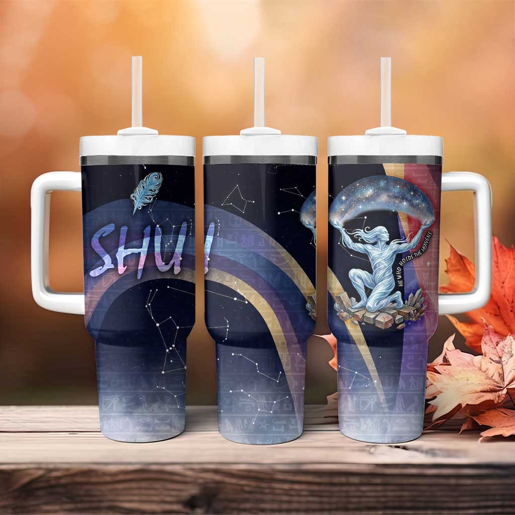 Shu Celestial Constellations Tumbler With Handle Rainbow Ancient Egyptian Sky Deity Theme
