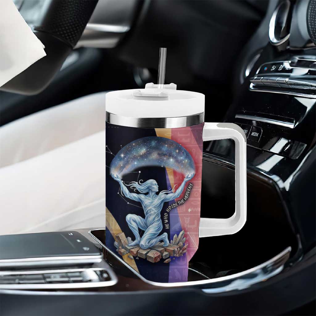 Shu Celestial Constellations Tumbler With Handle Rainbow Ancient Egyptian Sky Deity Theme
