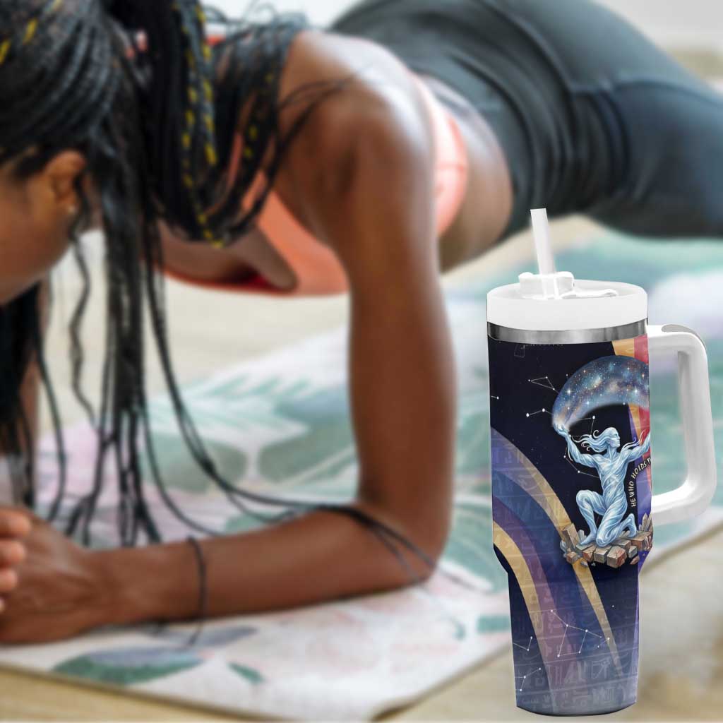 Shu Celestial Constellations Tumbler With Handle Rainbow Ancient Egyptian Sky Deity Theme