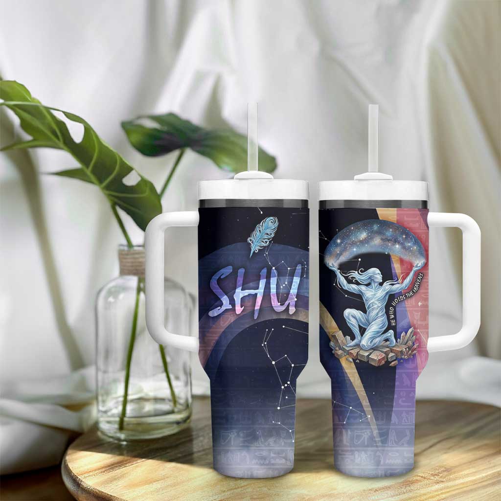 Shu Celestial Constellations Tumbler With Handle Rainbow Ancient Egyptian Sky Deity Theme
