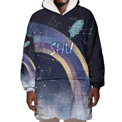Shu Celestial Constellations Wearable Blanket Hoodie Rainbow Ancient Egyptian Sky Deity Theme