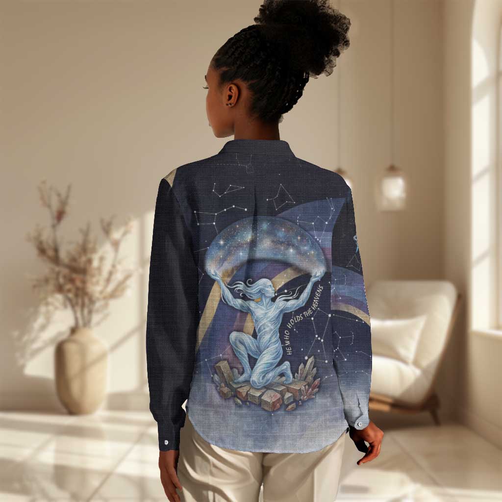 Shu Celestial Constellations Women Casual Shirt Rainbow Ancient Egyptian Sky Deity Theme