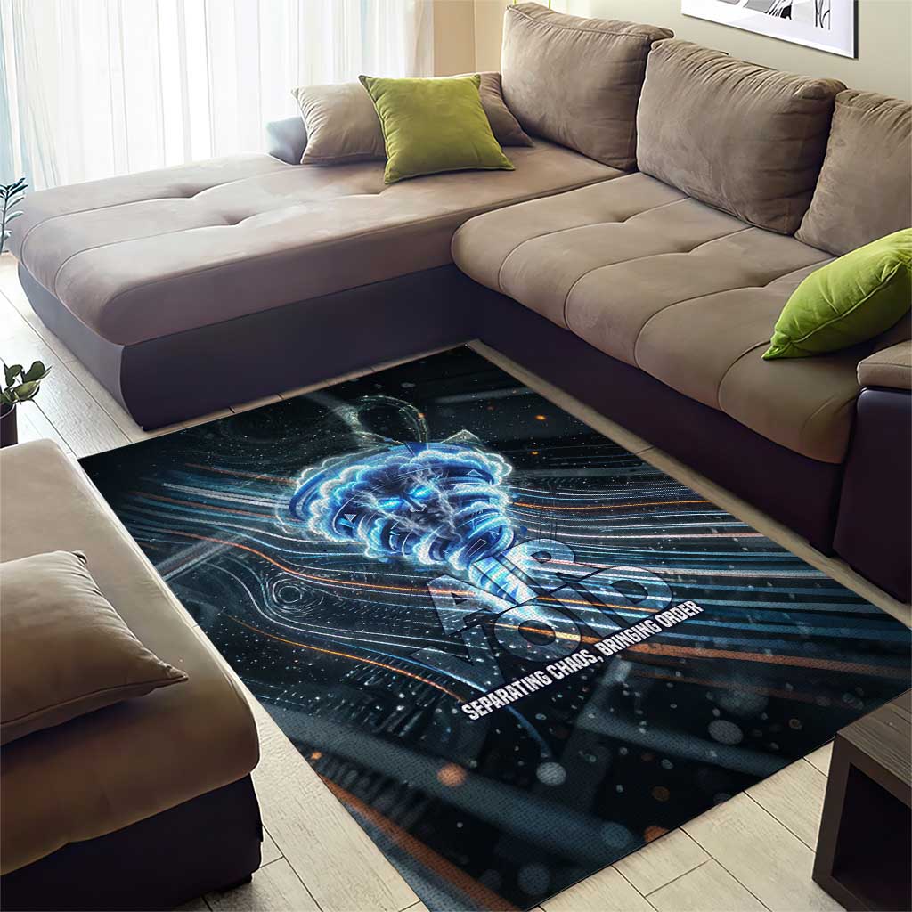 Shu Air Void Egyptian Area Rug with Storm God and Ankh Ancient Mythology