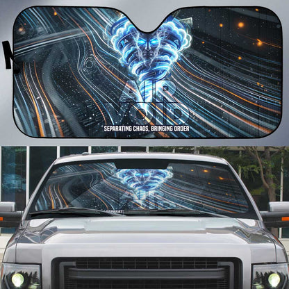 Shu Air Void Egyptian Auto Sun Shade with Storm God and Ankh Ancient Mythology