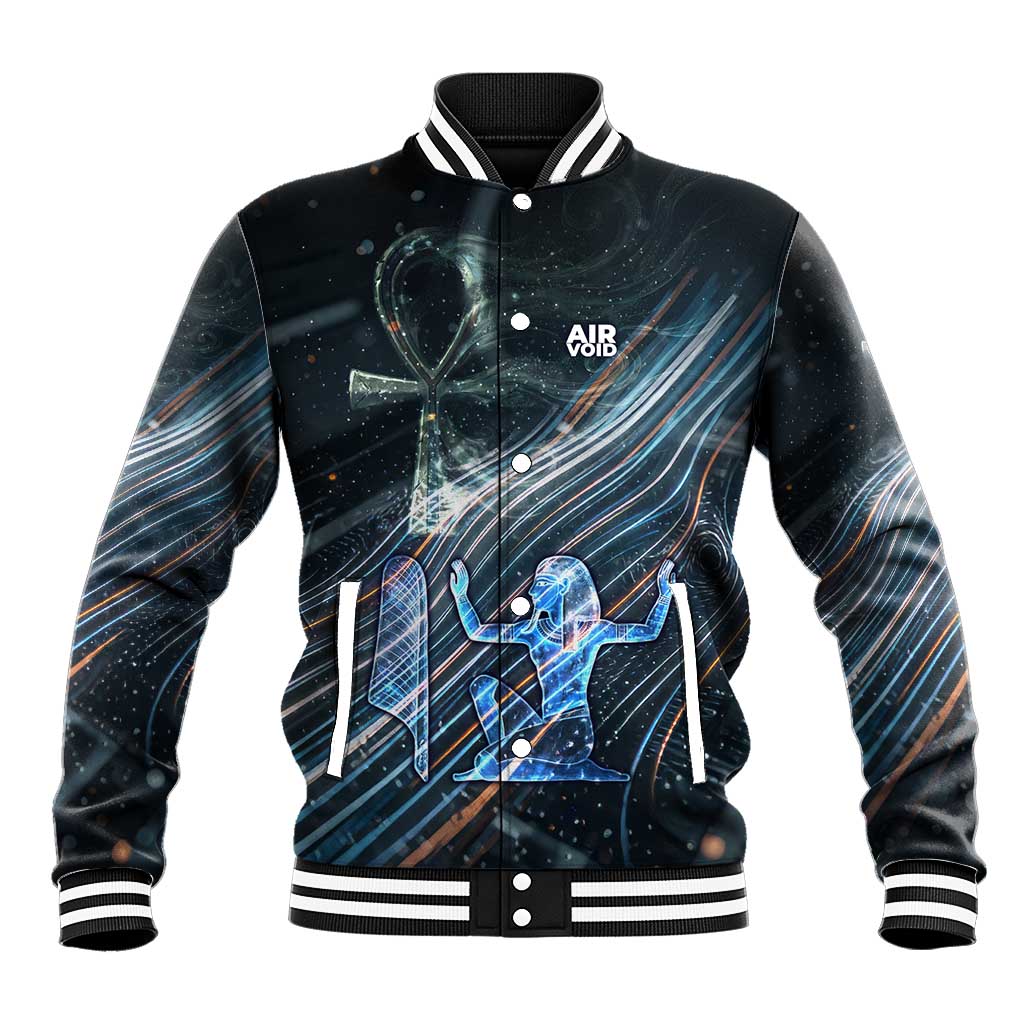 Shu Air Void Egyptian Baseball Jacket with Storm God and Ankh Ancient Mythology