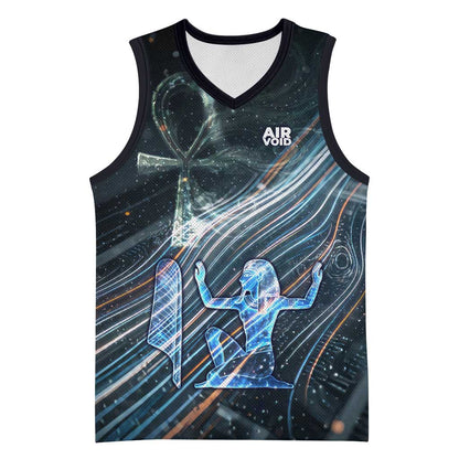 Shu Air Void Egyptian Basketball Jersey with Storm God and Ankh Ancient Mythology