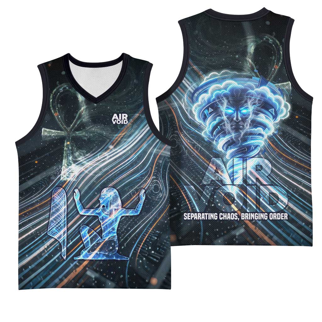 Shu Air Void Egyptian Basketball Jersey with Storm God and Ankh Ancient Mythology