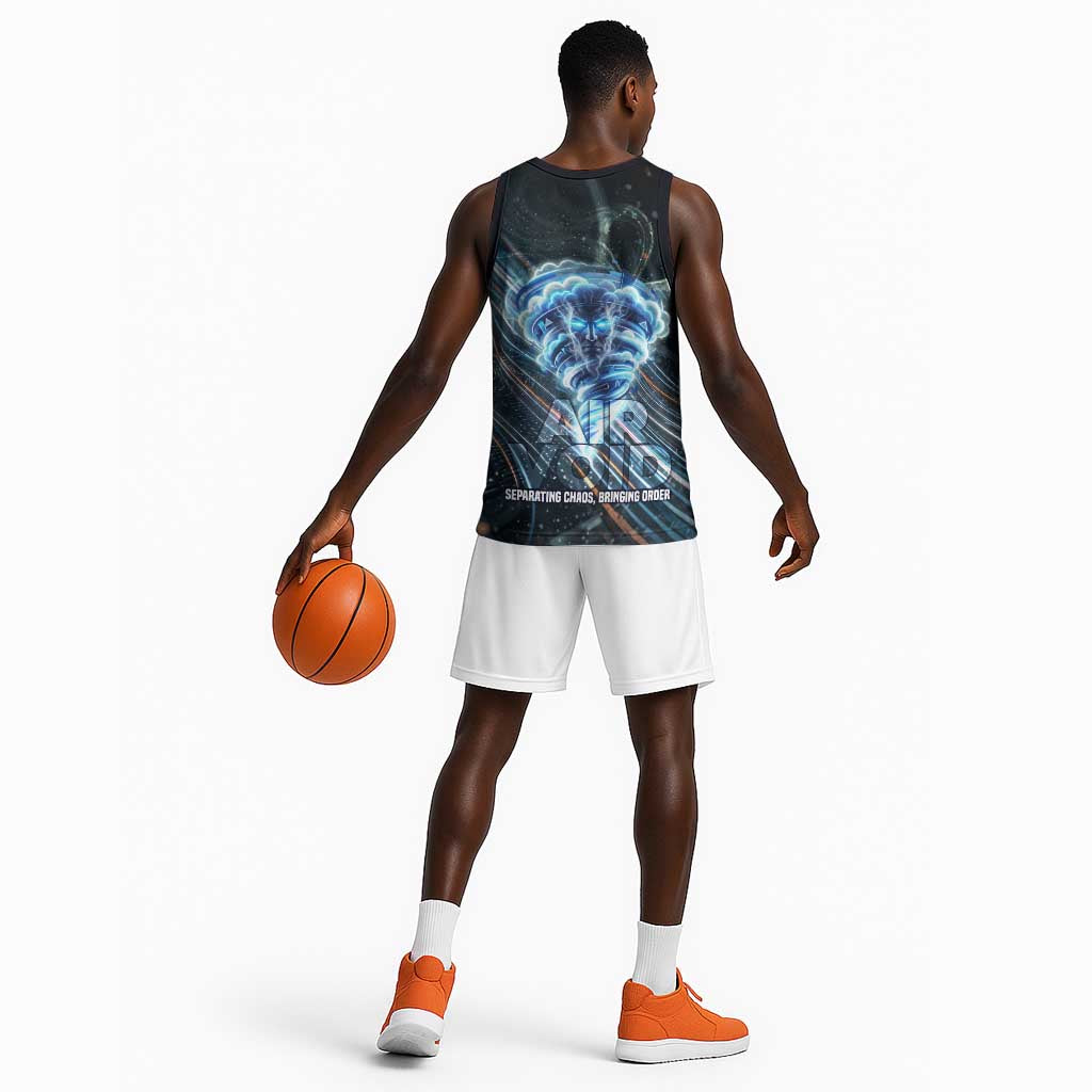 Shu Air Void Egyptian Basketball Jersey with Storm God and Ankh Ancient Mythology