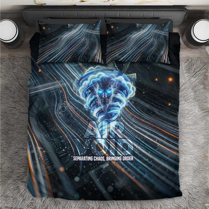 Shu Air Void Egyptian Bedding Set with Storm God and Ankh Ancient Mythology