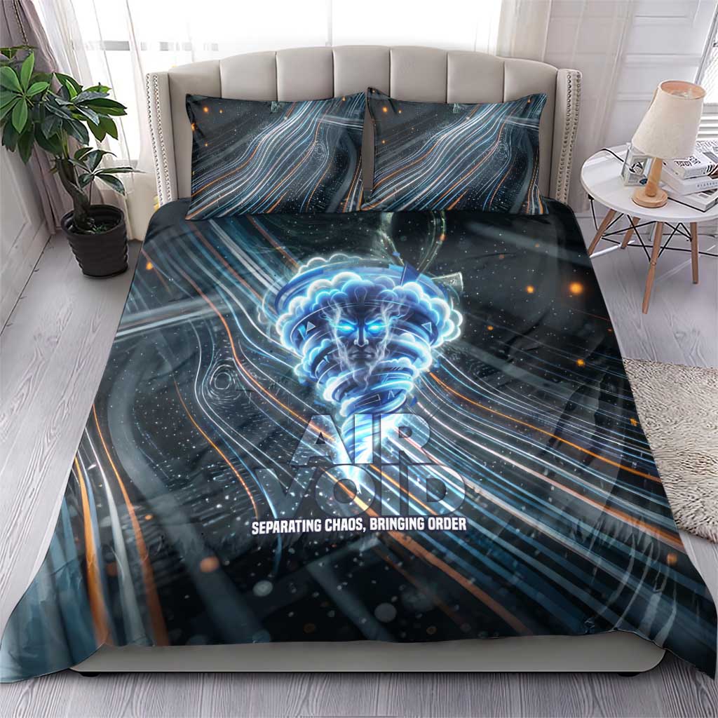Shu Air Void Egyptian Bedding Set with Storm God and Ankh Ancient Mythology