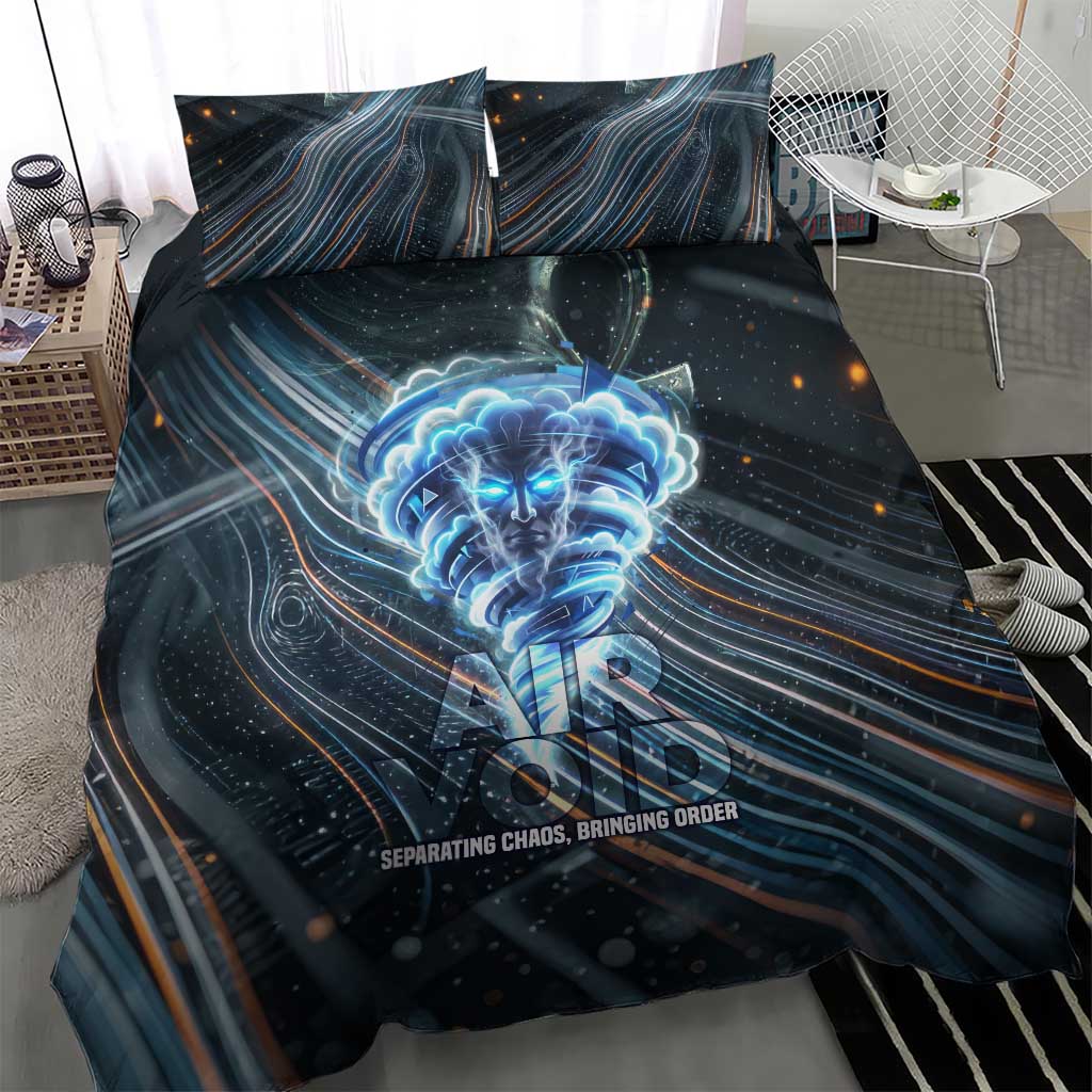 Shu Air Void Egyptian Bedding Set with Storm God and Ankh Ancient Mythology