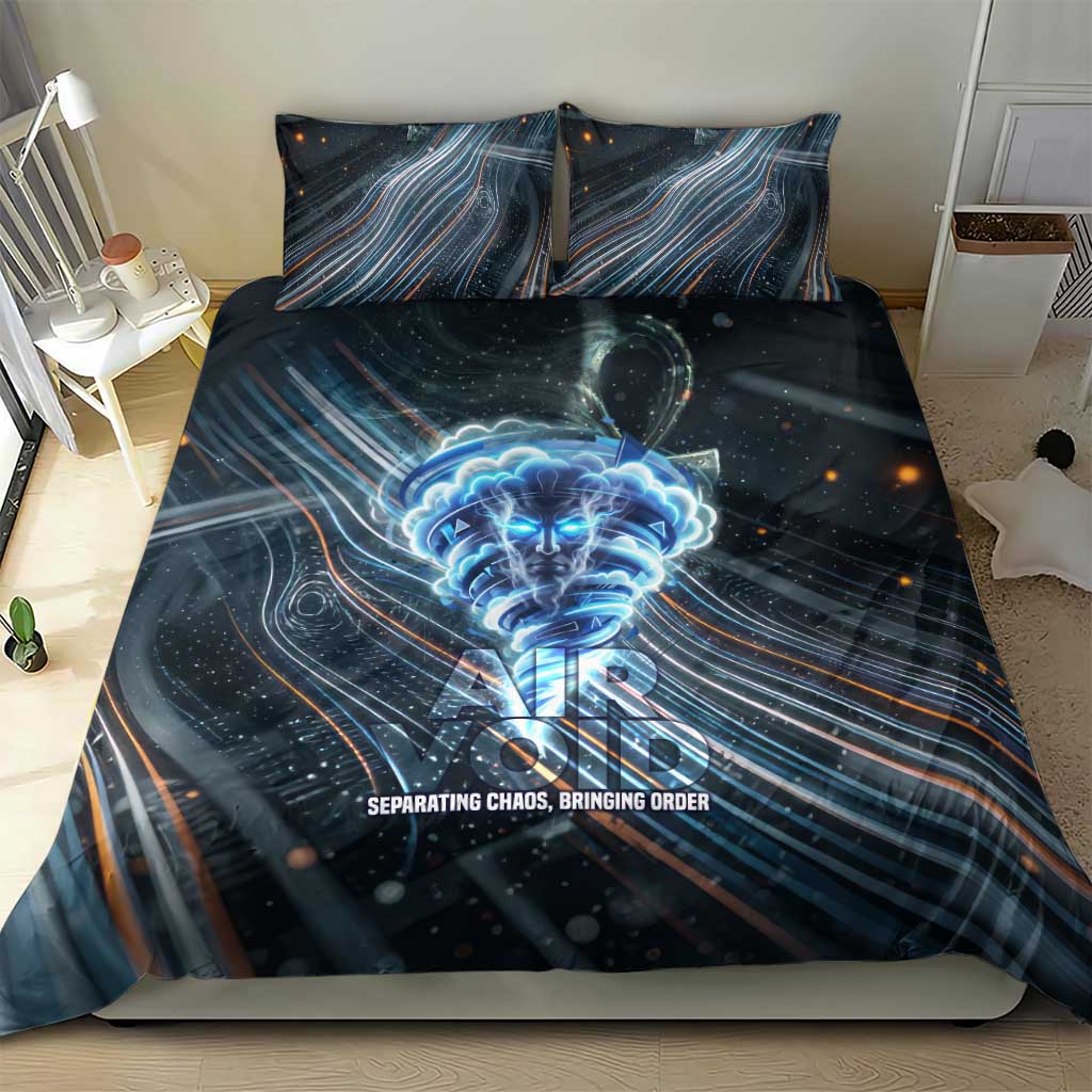 Shu Air Void Egyptian Bedding Set with Storm God and Ankh Ancient Mythology