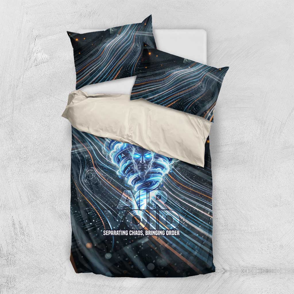 Shu Air Void Egyptian Bedding Set with Storm God and Ankh Ancient Mythology