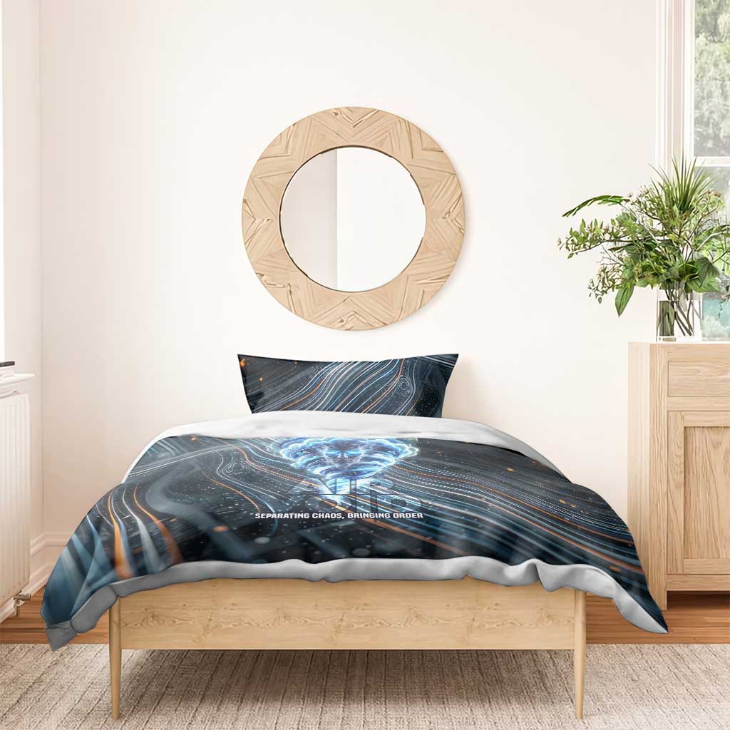 Shu Air Void Egyptian Bedding Set with Storm God and Ankh Ancient Mythology