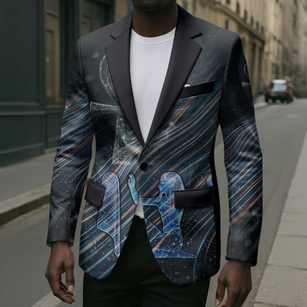 Shu Air Void Egyptian Blazer with Storm God and Ankh Ancient Mythology