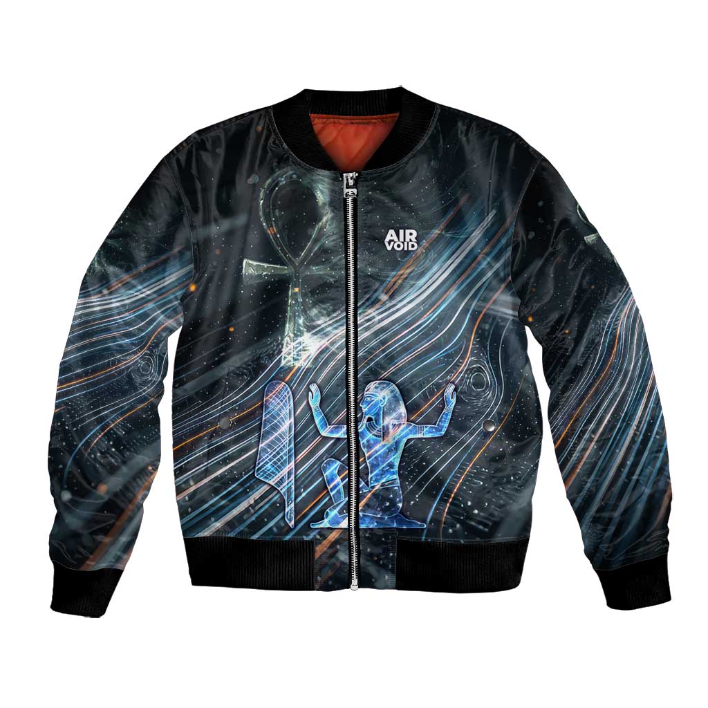 Shu Air Void Egyptian Bomber Jacket with Storm God and Ankh Ancient Mythology