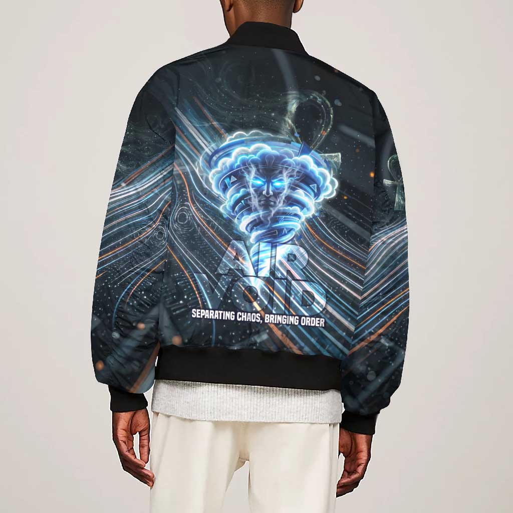 Shu Air Void Egyptian Bomber Jacket with Storm God and Ankh Ancient Mythology