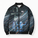 Shu Air Void Egyptian Bomber Puffer Jacket with Storm God and Ankh Ancient Mythology
