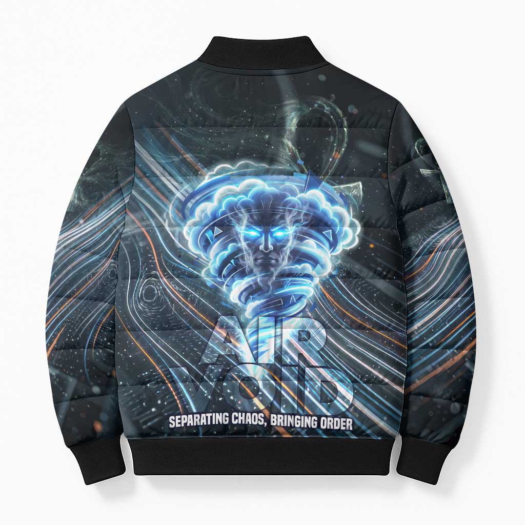 Shu Air Void Egyptian Bomber Puffer Jacket with Storm God and Ankh Ancient Mythology