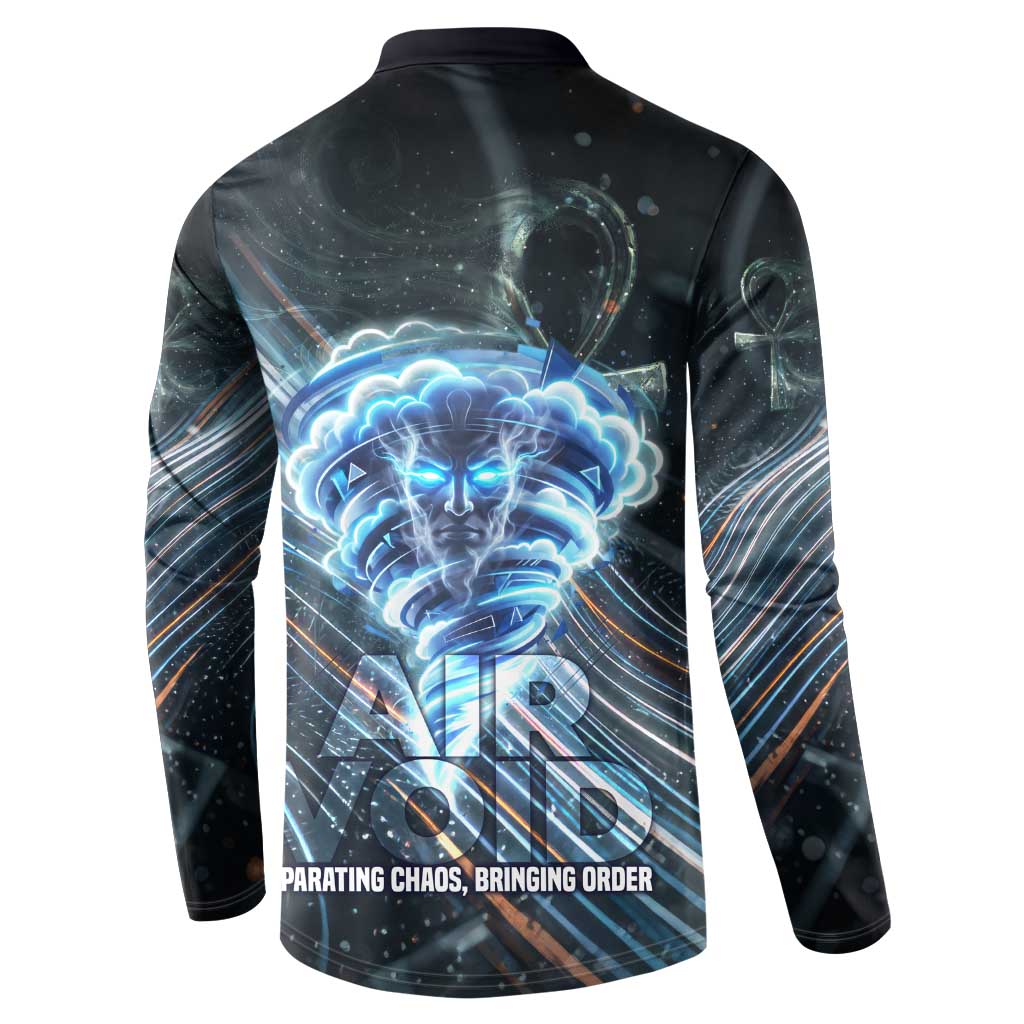 Shu Air Void Egyptian Button Sweatshirt with Storm God and Ankh Ancient Mythology