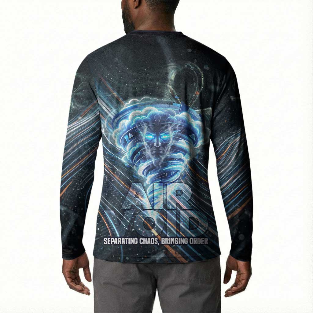 Shu Air Void Egyptian Button Sweatshirt with Storm God and Ankh Ancient Mythology