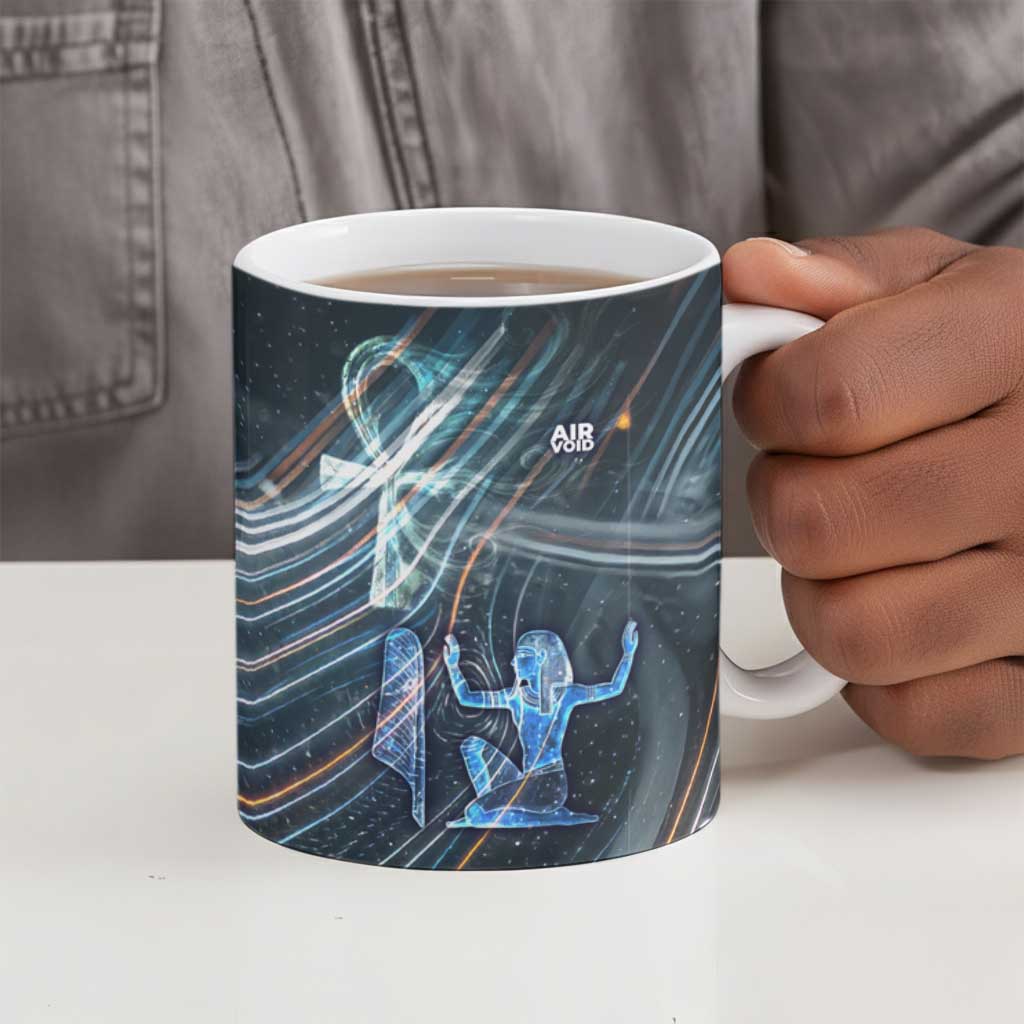 Shu Air Void Egyptian Ceramic Mug with Storm God and Ankh Ancient Mythology