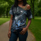 Shu Air Void Egyptian Cross Shoulder Shirt with Storm God and Ankh Ancient Mythology