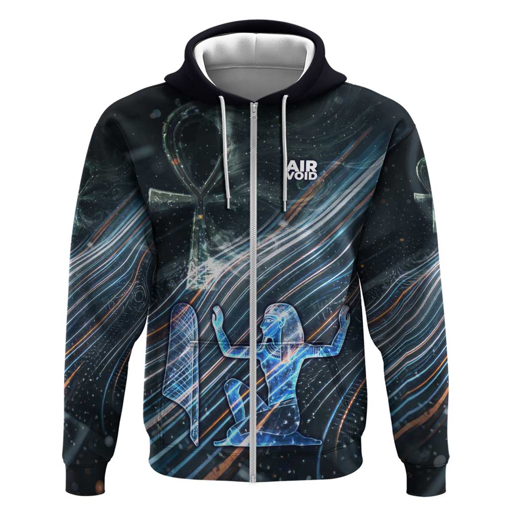Shu Air Void Egyptian Hoodie with Storm God and Ankh Ancient Mythology